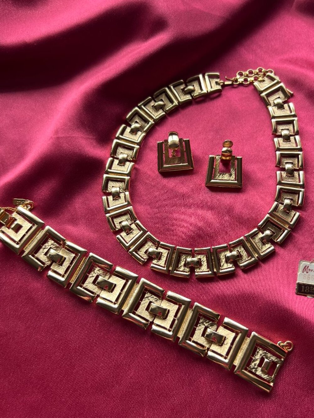 Monet 80s Geometric Gold Tone 3 Piece Set